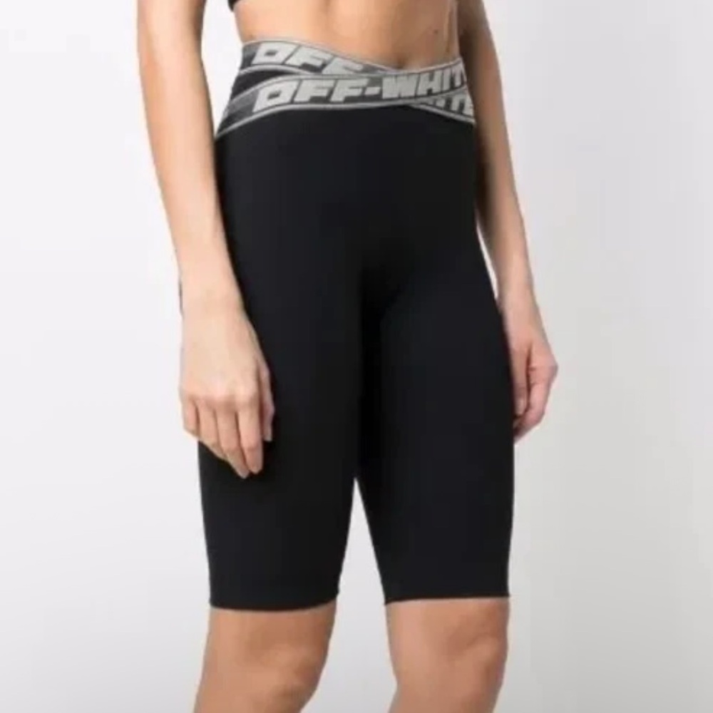 Off-White Women's Logo Waisted Women's Bike Shorts Black Size Small